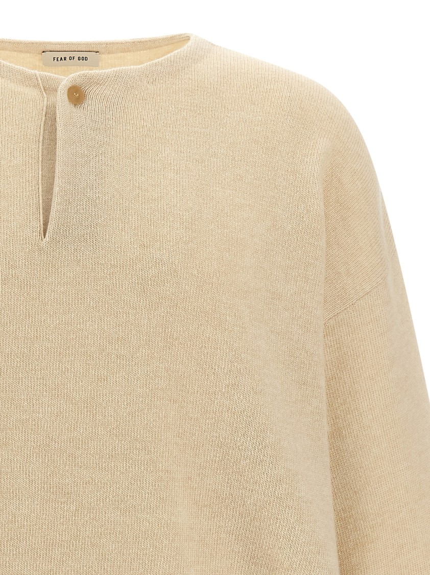 Fear Of God Sweater Keyhole Neckline Button Detail In Neutral