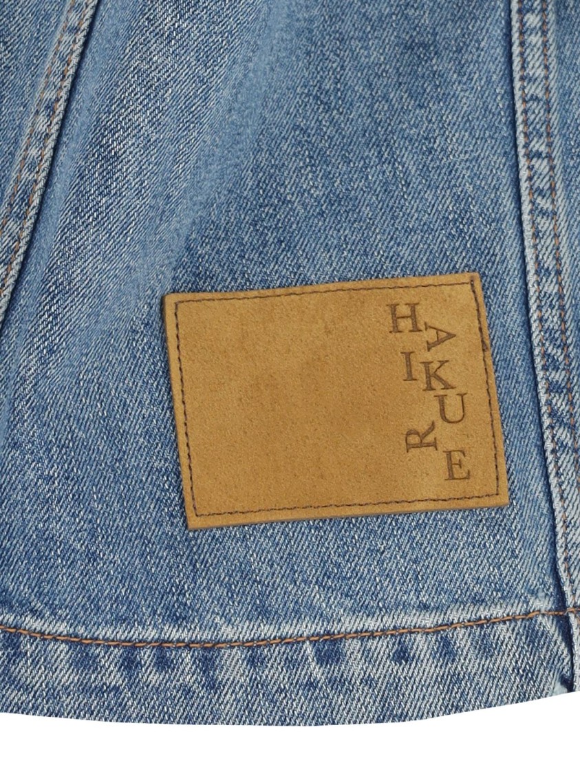 Haikure Boxy Denim Gilet With Pointed Collar In Blue