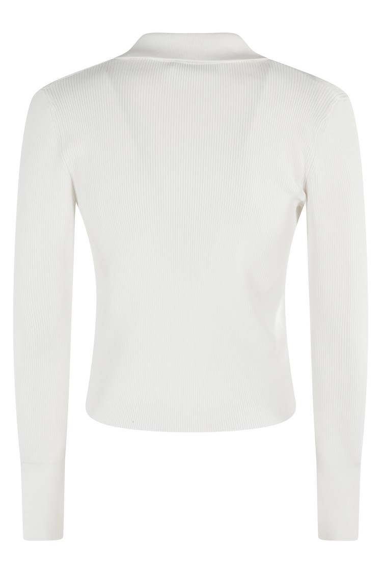Iro Fitted White Top With Deep V-neckline In White