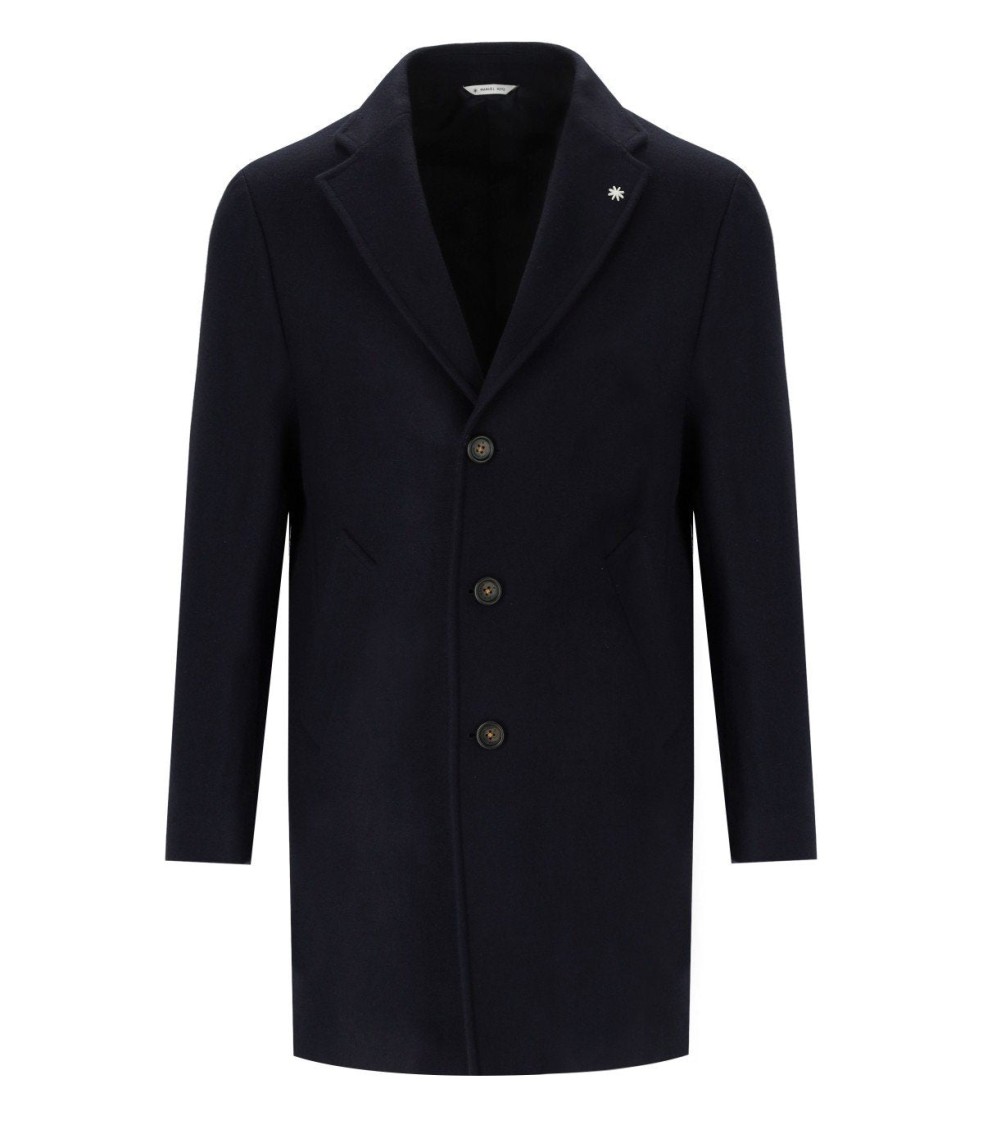 Manuel Ritz Blue Single Breasted Coat In Blue