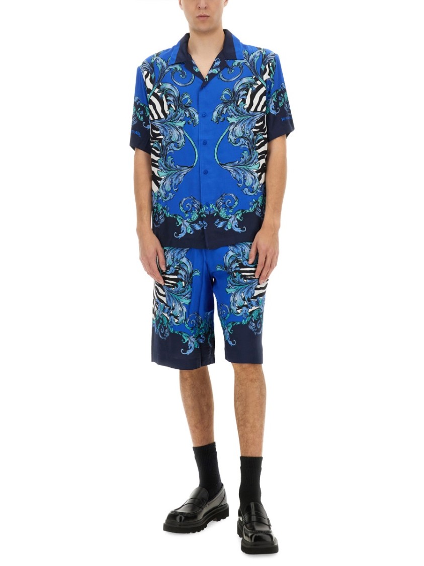 Shop Versace Jeans Couture Relaxed-fit Short-sleeved Shirt With Floral