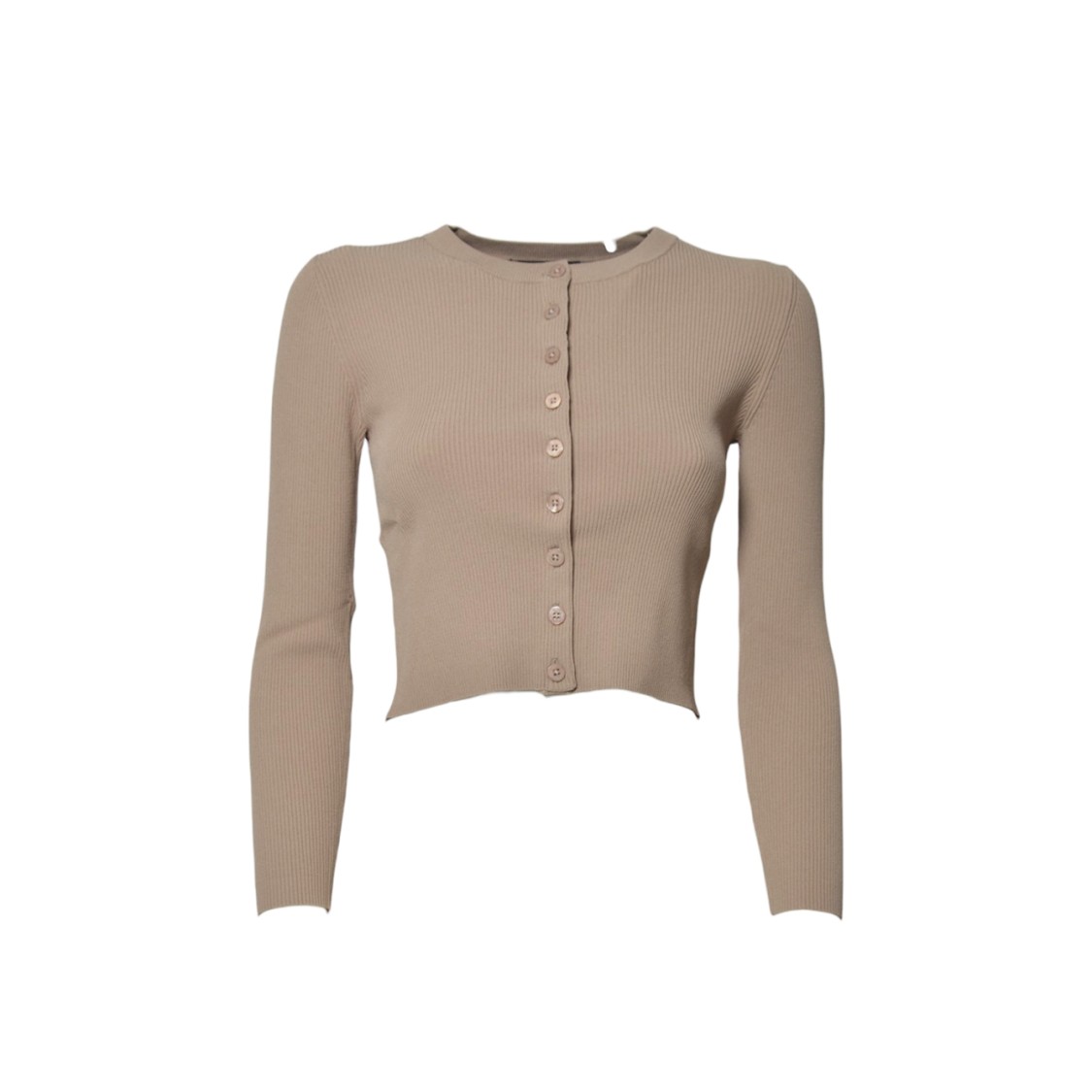 Max Mara Fitted Cropped Cardigan With Ribbed Texture In Neutral
