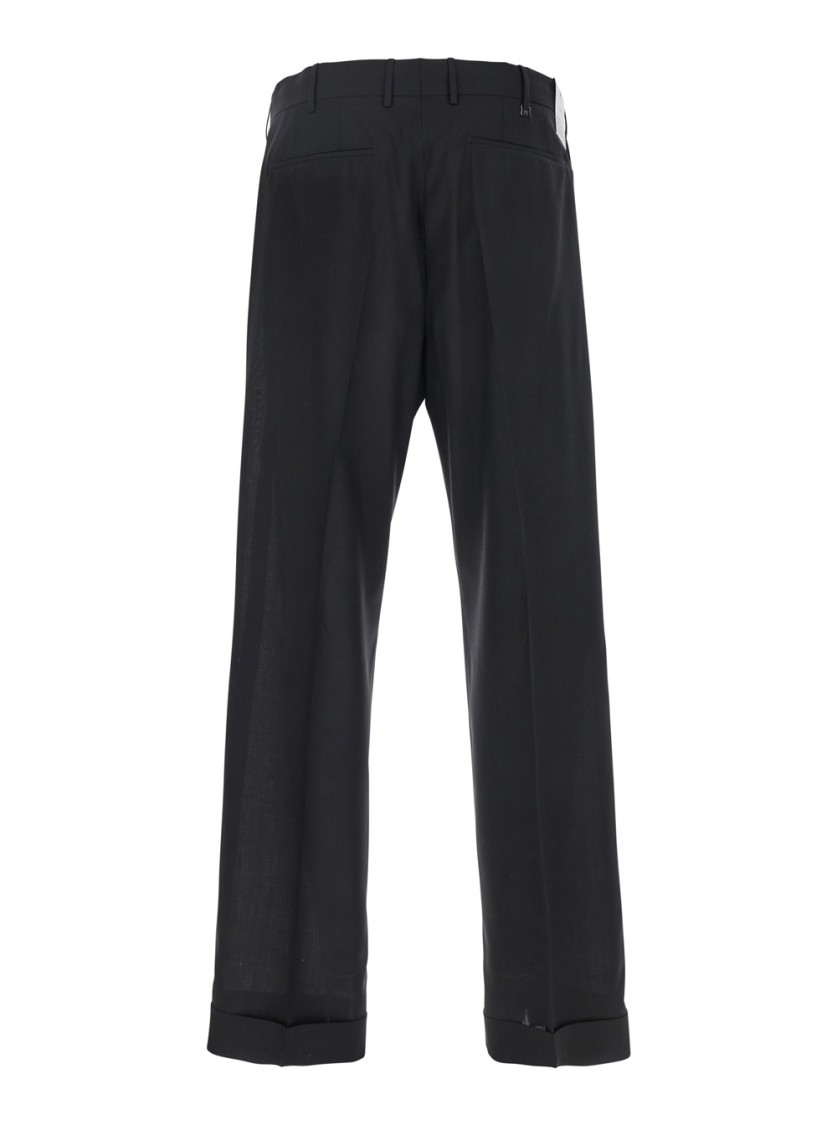 PT TORINO PT TORINO BLACK SLIM PANTS WITH HIDDEN CLOSURE IN FABRIC