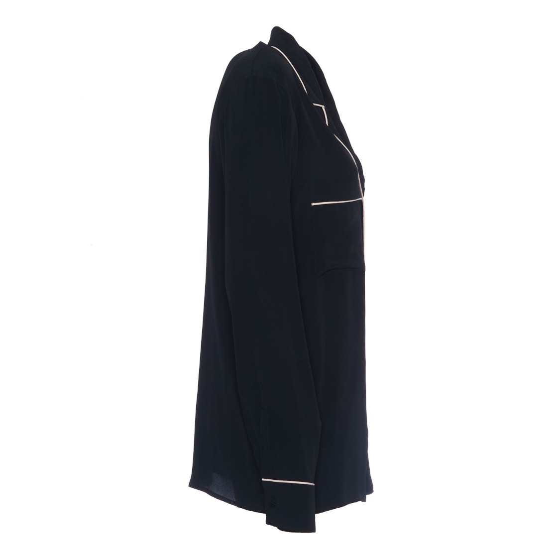 N°21 Open Collar Shirt With Contrasting Piping In Black