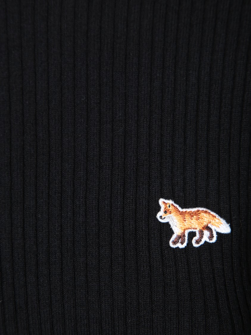 Shop Maison Kitsuné Ribbed Black Sweater With High Neck