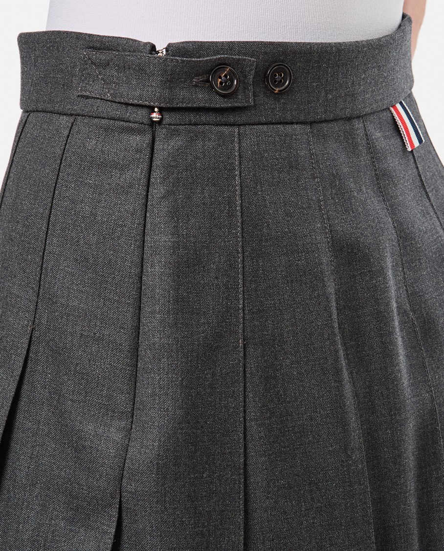 Thom Browne Pleated Mini Skirt In Grey