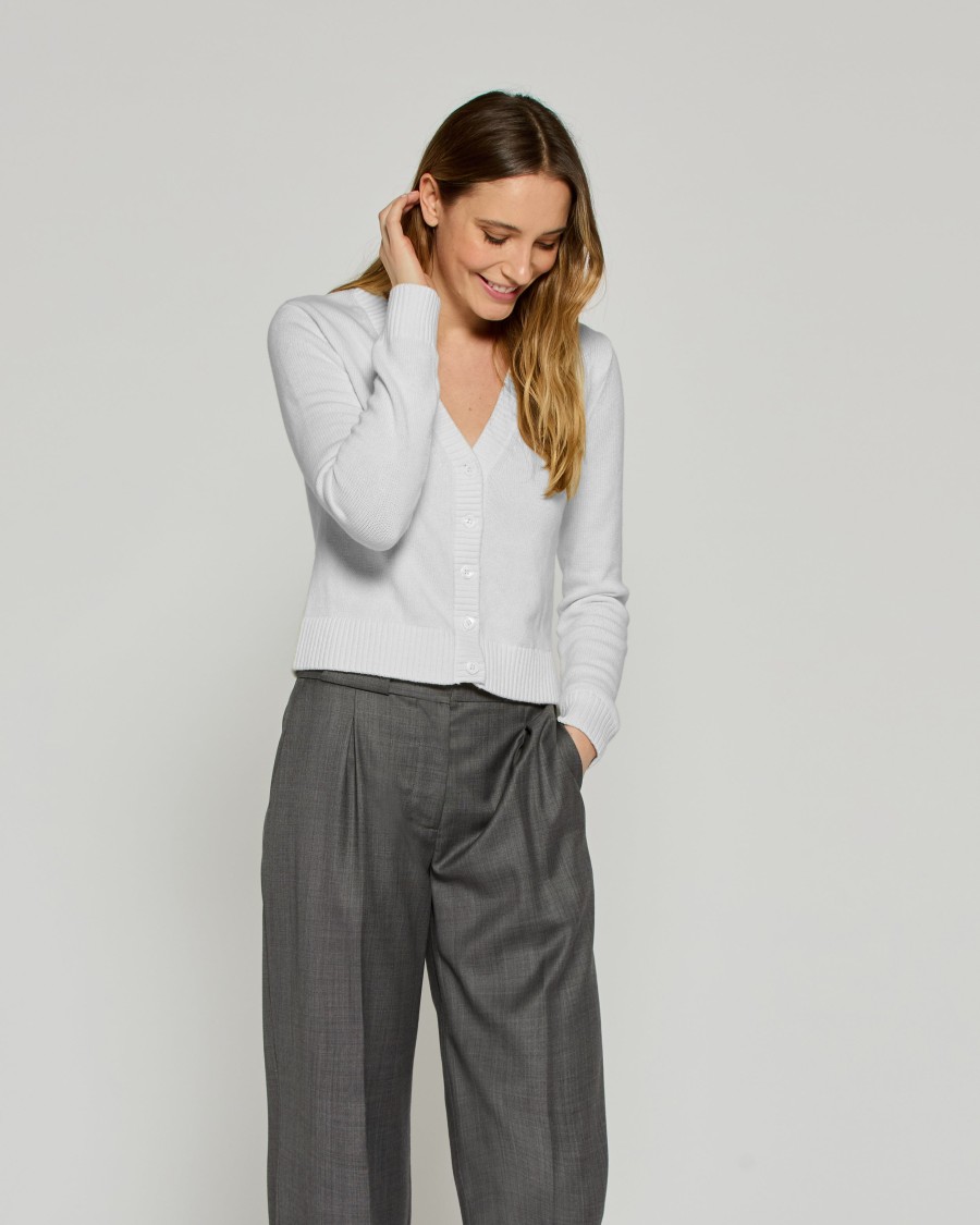 Serena Bute V-neck Semi Cropped Cardigan In Grey