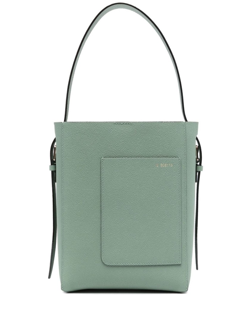Valextra Sage Green Small Bucket Bag