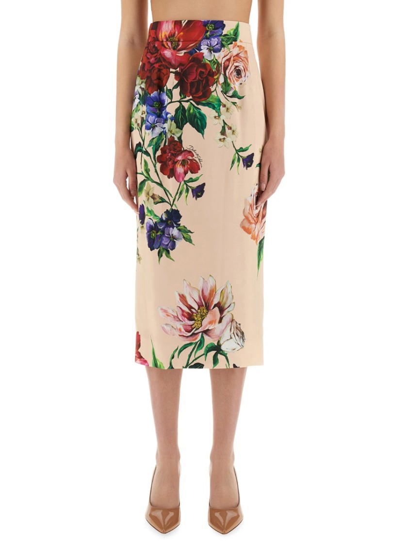 Dolce & Gabbana Printed Stretch Satin Skirt