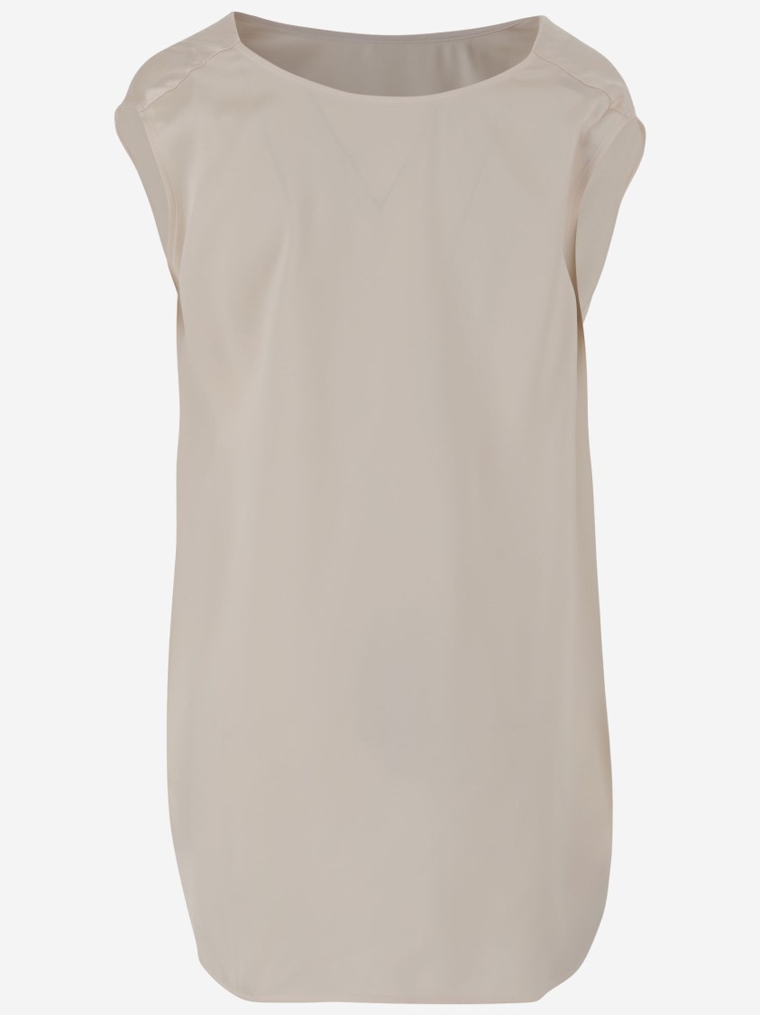 Sa Su Phi Beige Silk And Viscose Draped Top In Neutrals