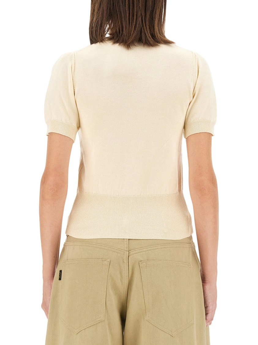 Vivienne Westwood Ribbed Hem Crewneck Top With Short Sleeves In White
