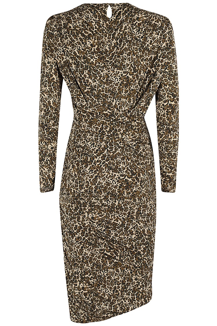 ISABEL MARANT ISABEL MARANT DRAPED MIDI DRESS IN LEOPARD PRINT