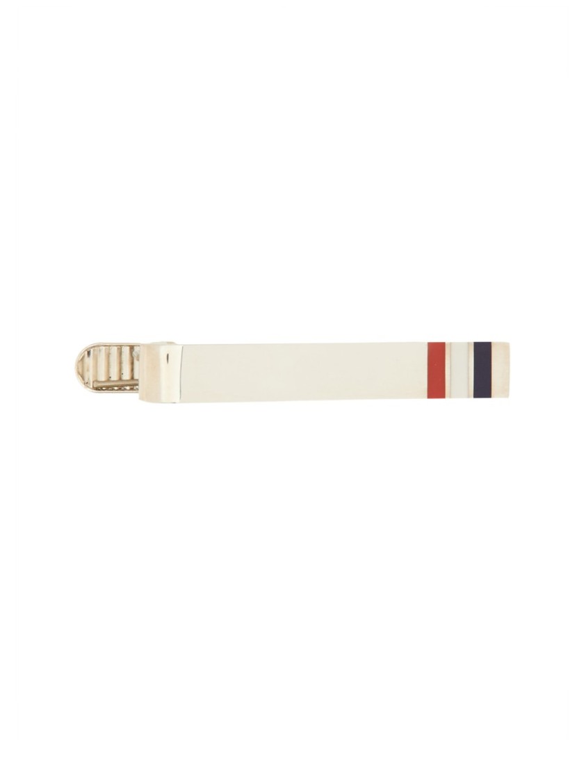 Thom Browne Long Striped Tie Clip In White
