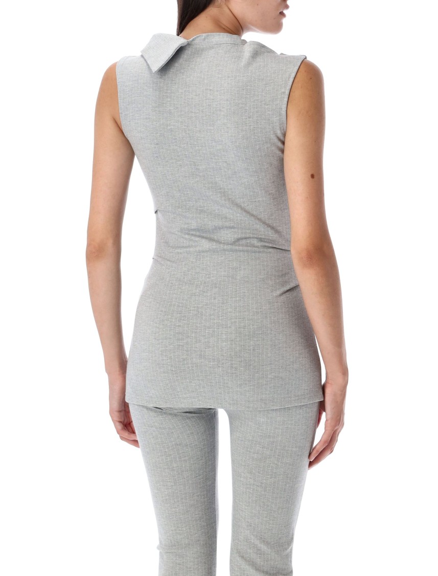 Ottolinger Button Sleeveless Top In Gray