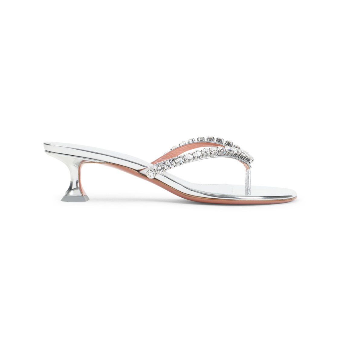 Amina Muaddi Leather Sandals With Crystal-embellished Straps