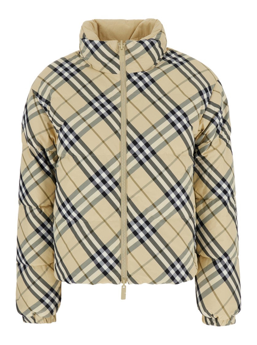 Shop Burberry Check Reversible Puffer In Neutrals