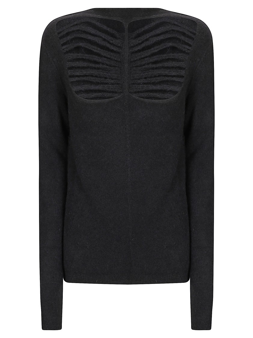 Rick Owens Ribbed-panel Long-sleeve Sweater In Black