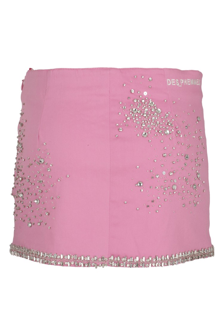 DES PHEMMES DES PHEMMES MINI SKIRT IN SOFT PINK COTTON SATIN