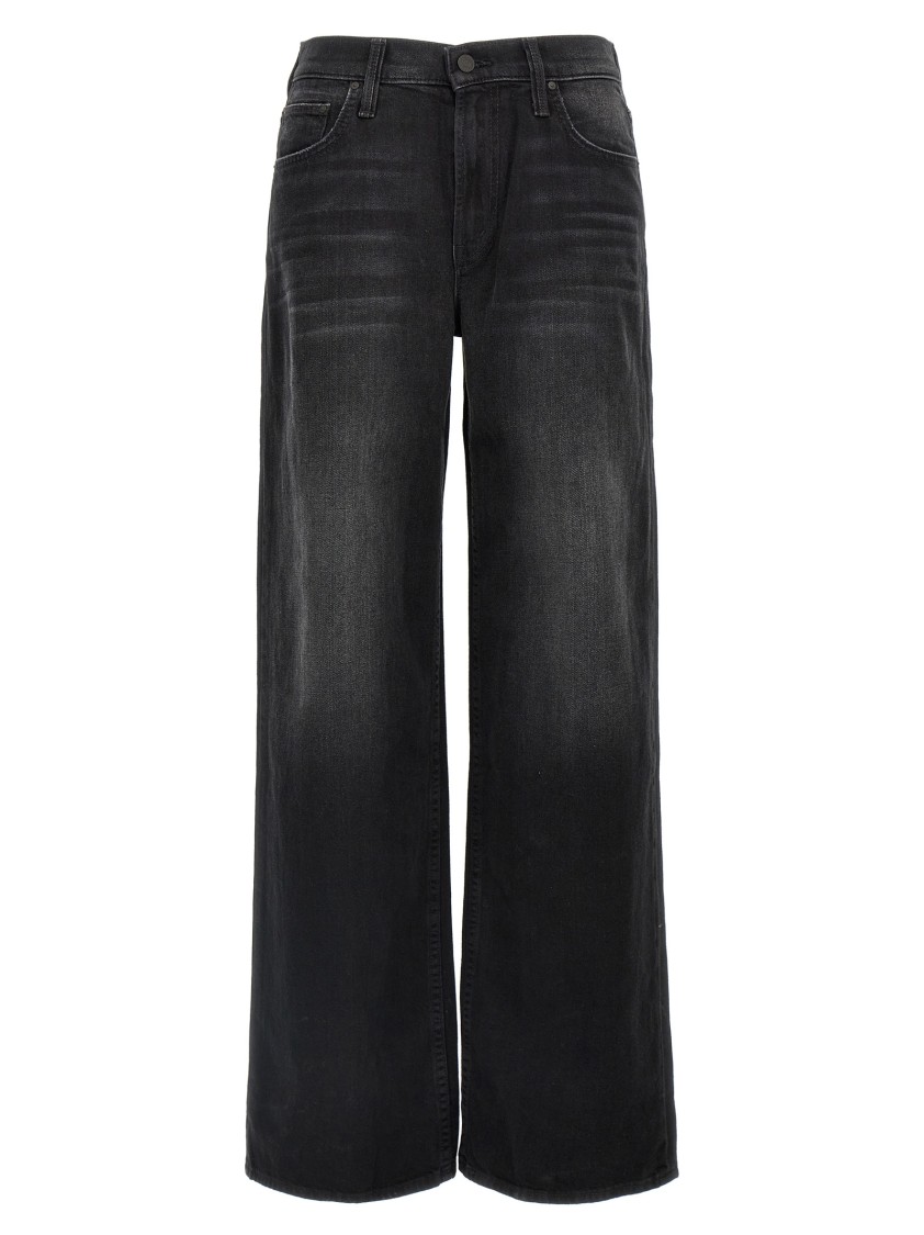Mother Jeans Hustler Roller Sneak Fray In Black
