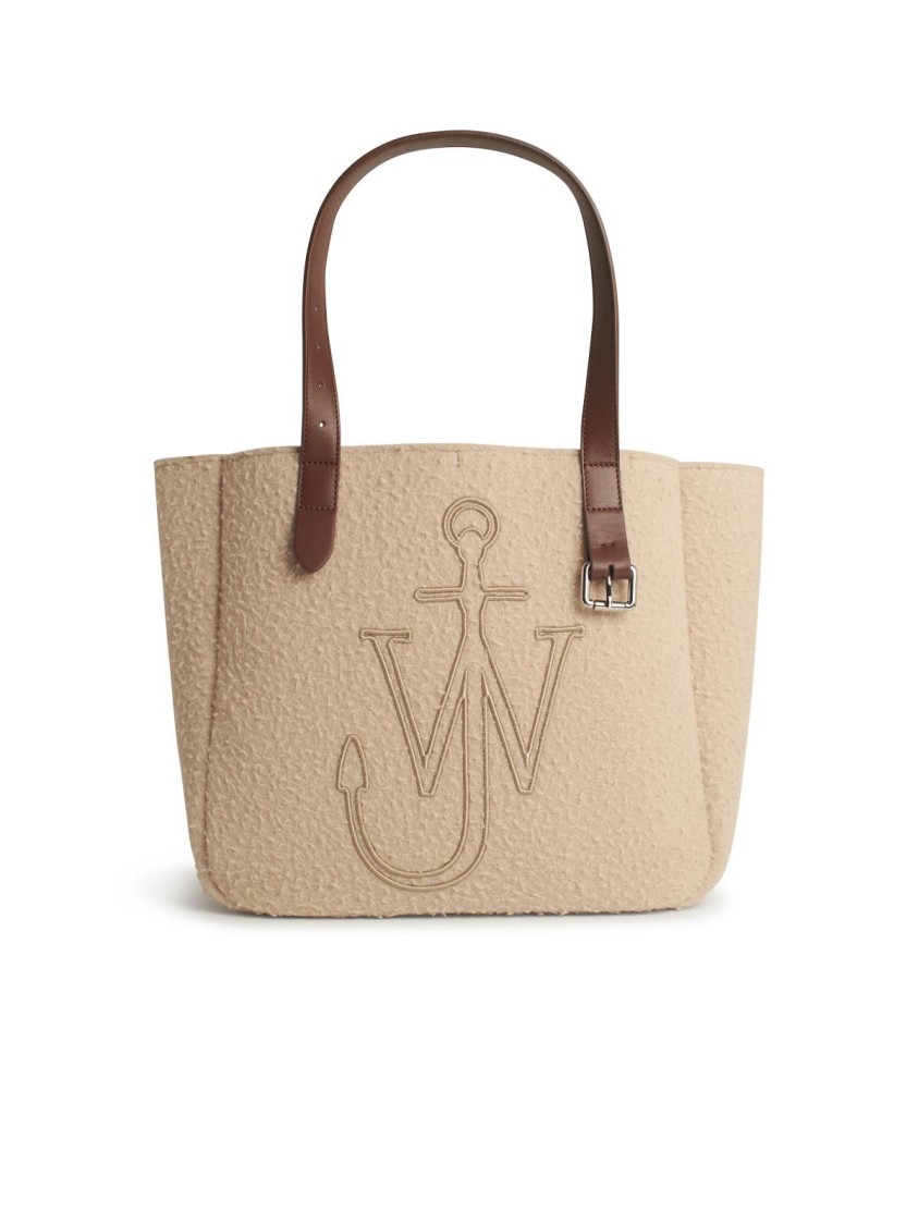 Jw Anderson J. W. Anderson Belt Tote Beige Boiled Wool Shoulder Bag