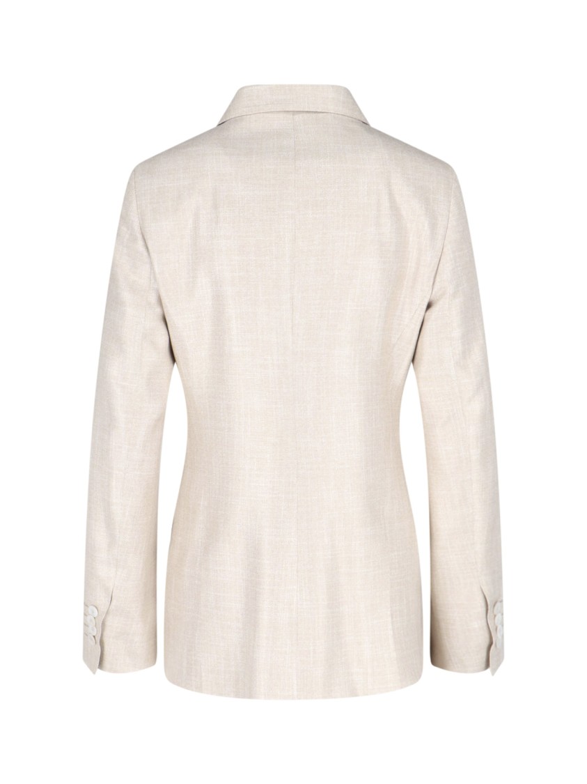 Kiton Double-breasted Jacket With Notch Lapels And Back Vent In Neutrals