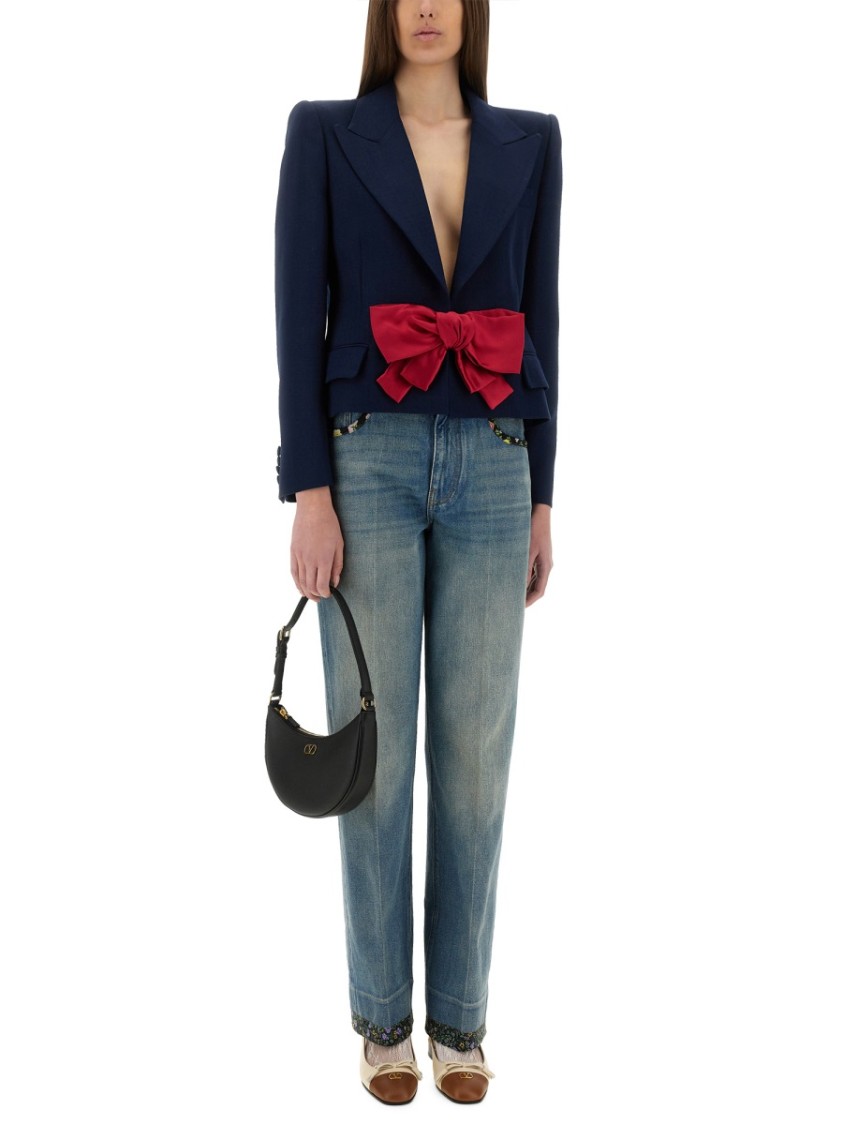 Valentino Tailored Bow-detail Jacket Crafted From Lightweight Viscose