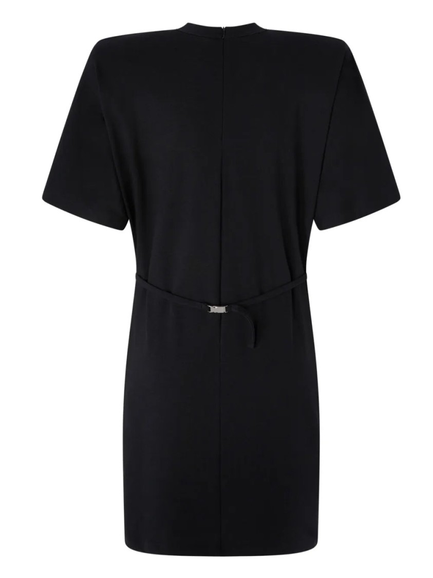 Pinko Mini Dress With Padded Shoulders And Strap In Black