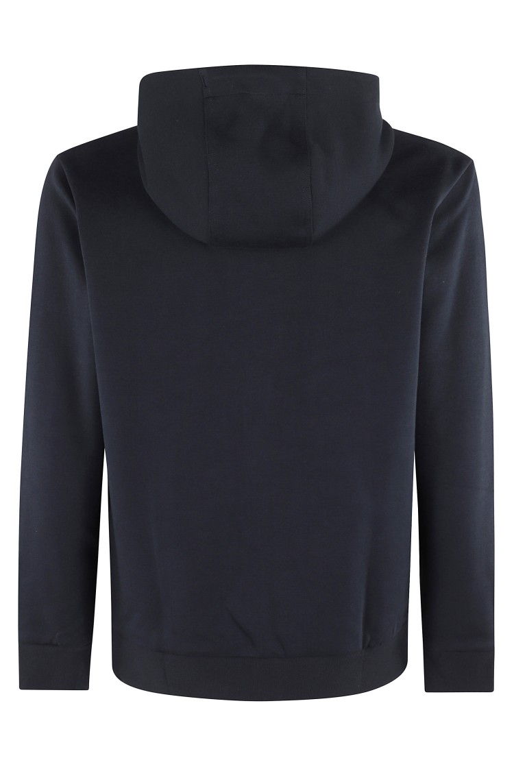 Hugo Boss Boss Zip-up Hoodie With Adjustable Hood And Metallic Logo In Blue