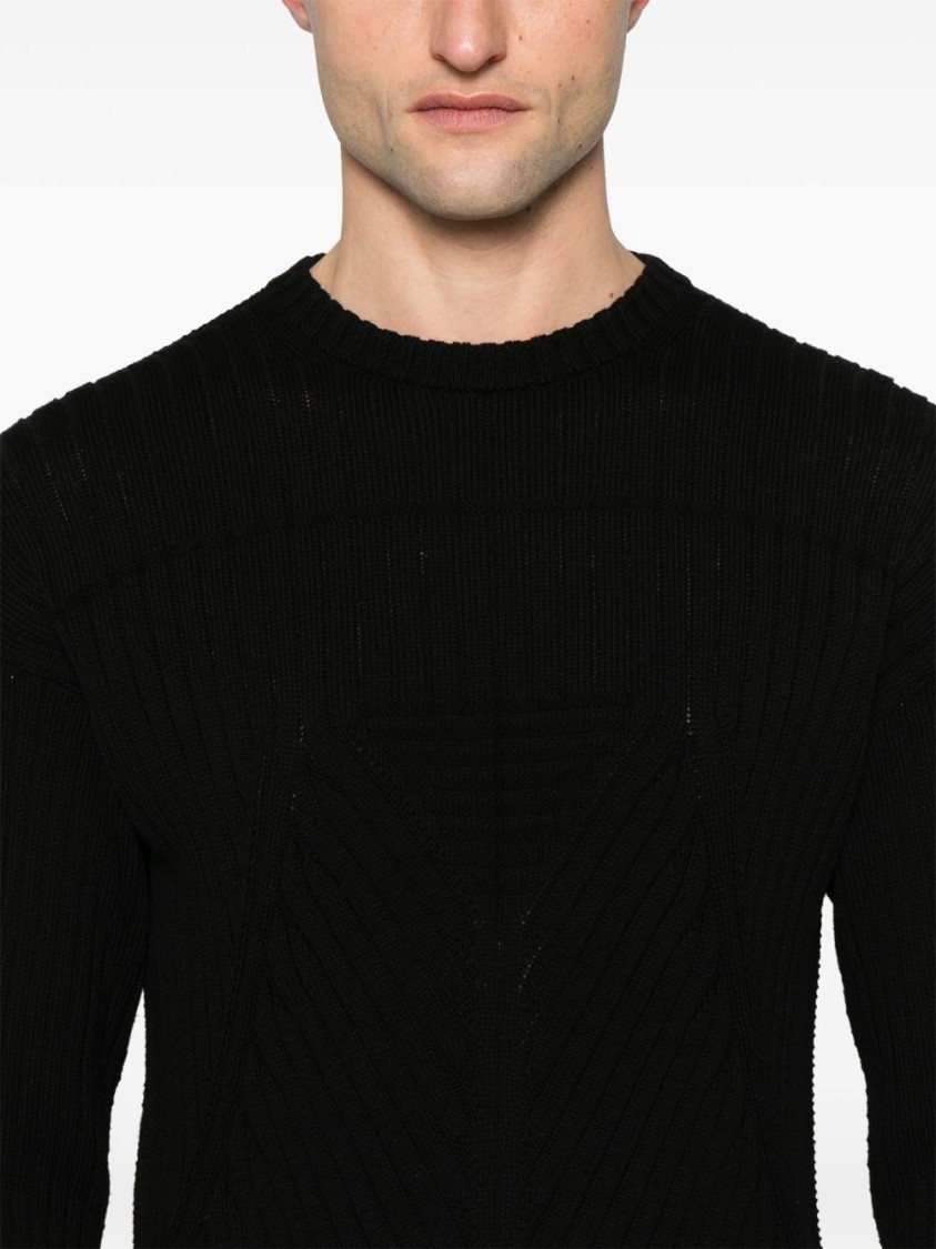 Rick Owens Crew Neck Sweater With Drop Shoulder Design And Seam Detailing