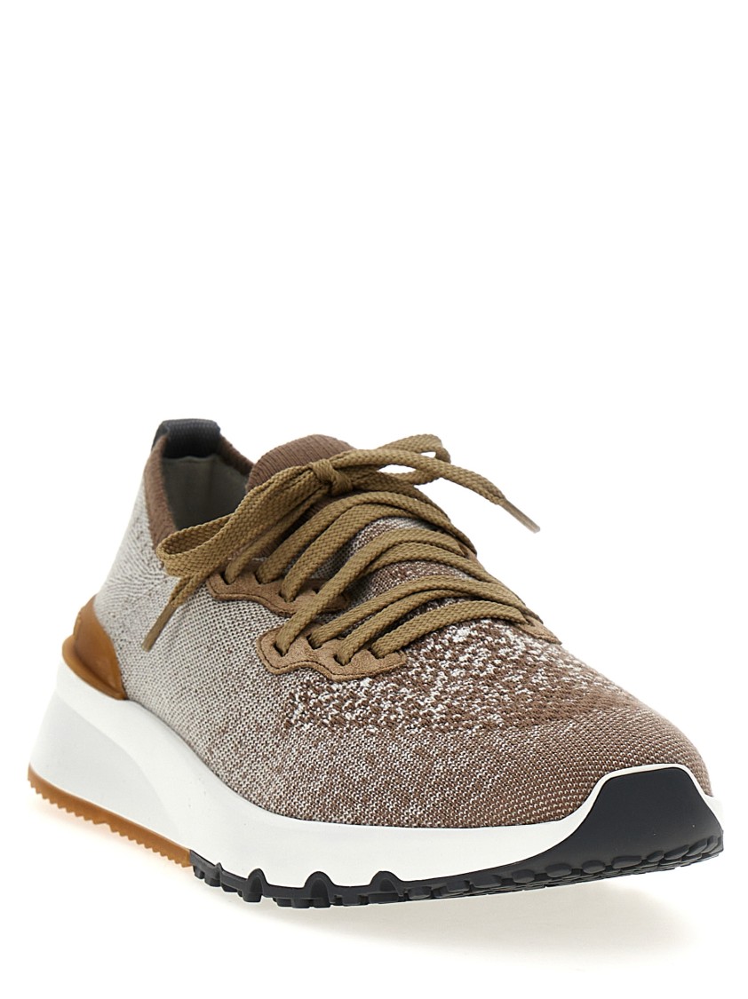 Brunello Cucinelli Knit Sneakers With Textured Knit Pattern