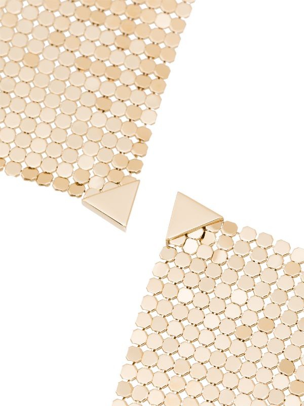 Rabanne Cascading Metallic Mesh Earrings With Triangular Accents In Gold
