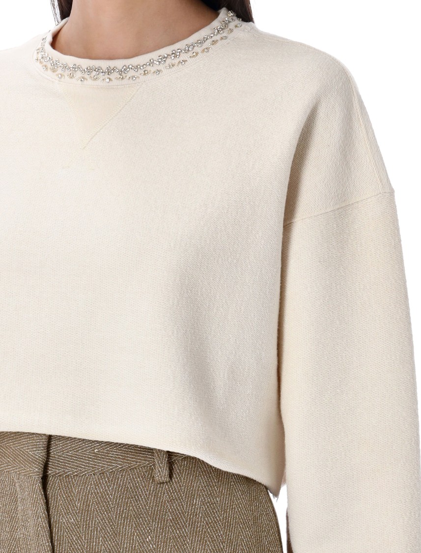 Golden Goose White Crewneck Cropped Sweatshirt In White