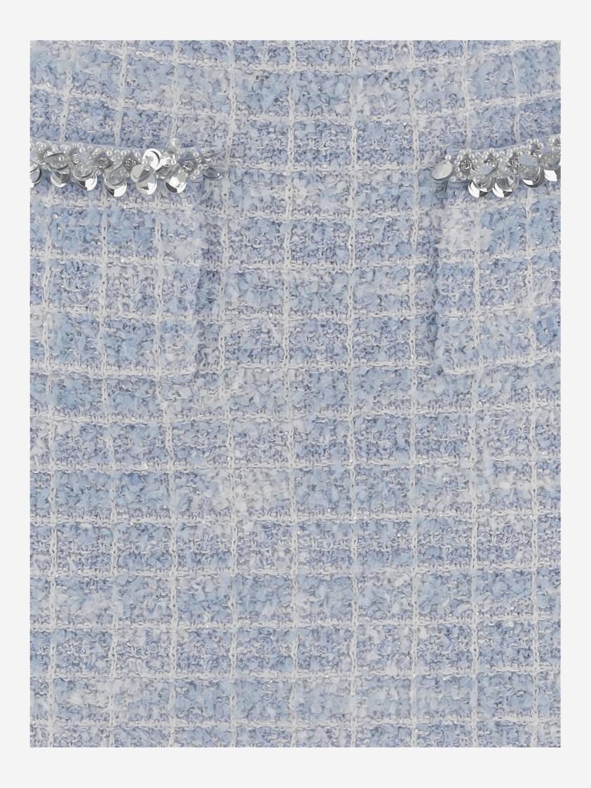 Self-portrait Self Portrait Women Light Blue Sequin Check Tweed Mini Skirt