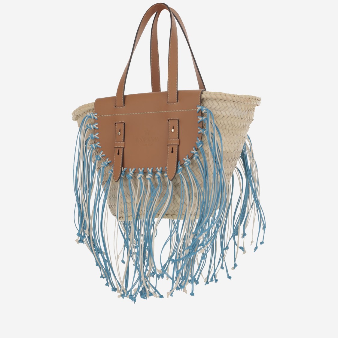 Cuba Lab 'tropicana Kenia' Camel And Blue Tote Bag