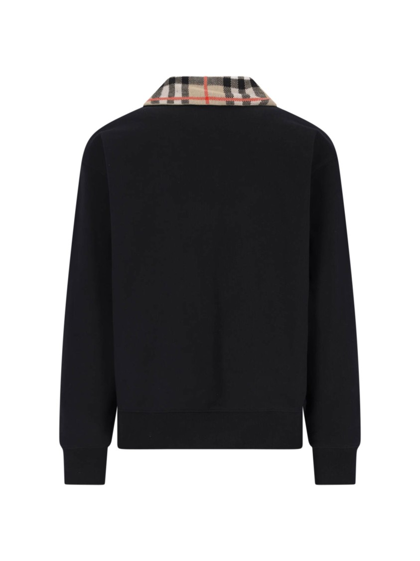 Burberry Mens Logo-embroidered Funnel-neck Cotton Sweatshirt Black Xl In Black