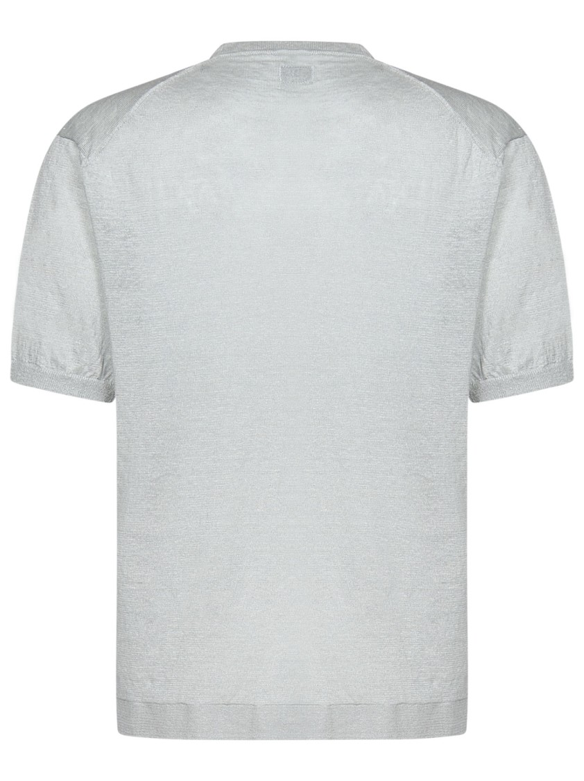 Shop C.p. Company Light Grey Linen T-shirt With Logo Patch Detail