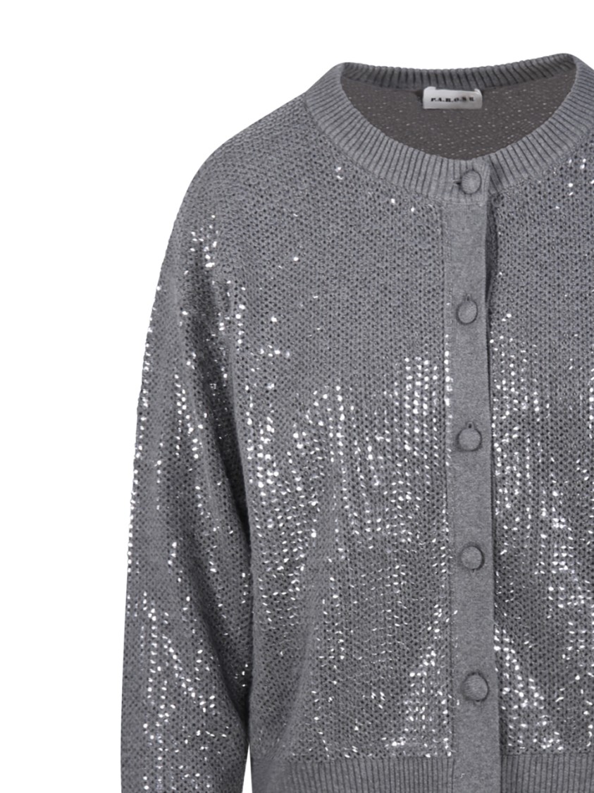 Shop P.a.r.o.s.h Parosh Shimmering Sequin-embellished Cardigan With Relaxed Fit In Grey