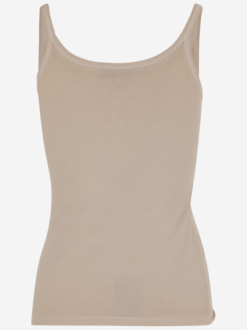 Blumarine Jersey Top With Cast-effect Logo In Neutrals