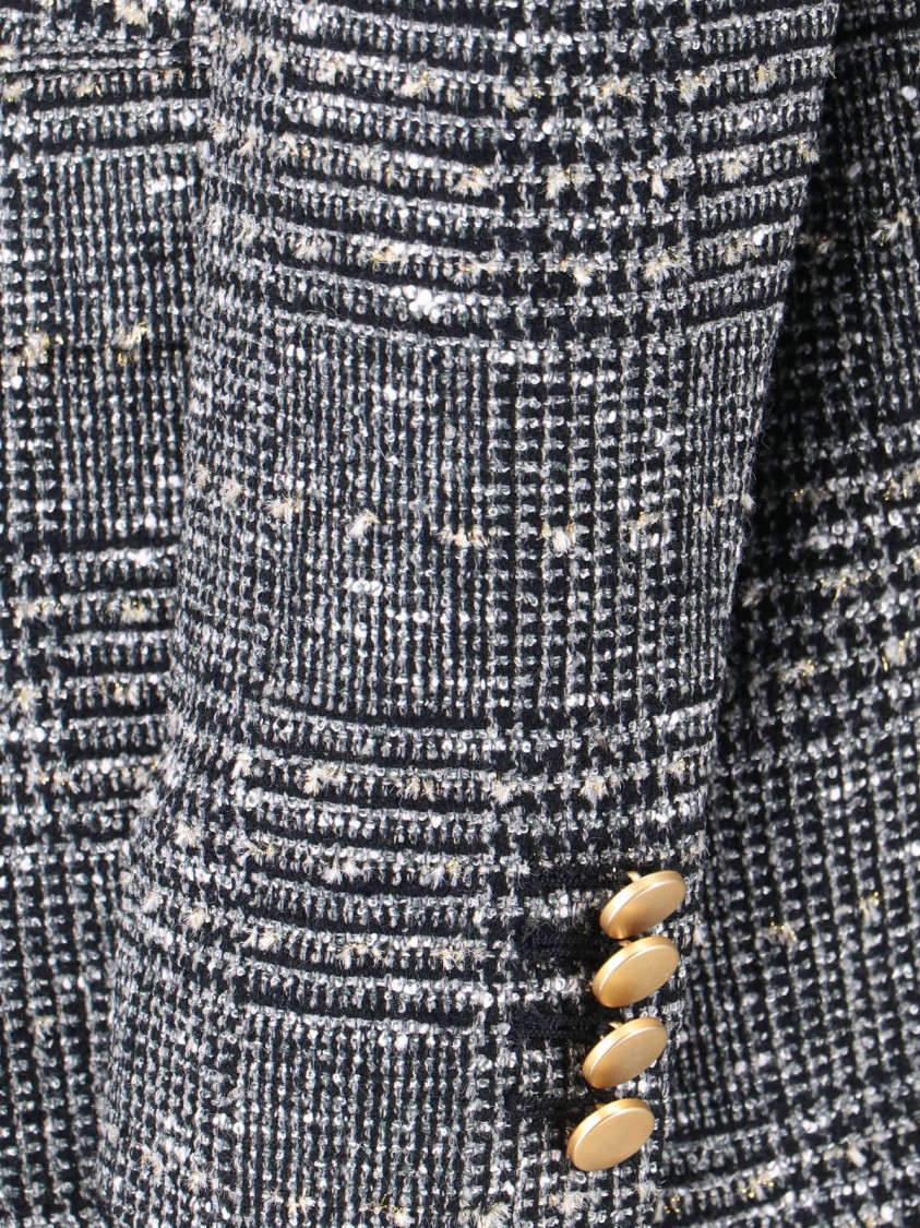 Tagliatore Tailored Double-breasted Jacket With Textured Plaid Pattern In Gray