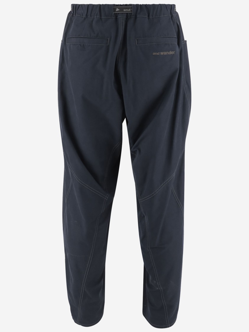 And Wander Navy Relaxed-fit Trousers With Adjustable Belt