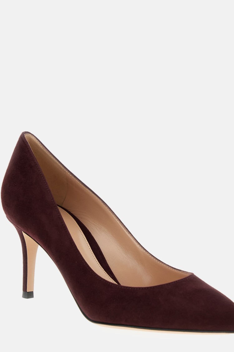 Gianvito Rossi Burgundy Suede  Pumps With 70 Mm Heel In Black
