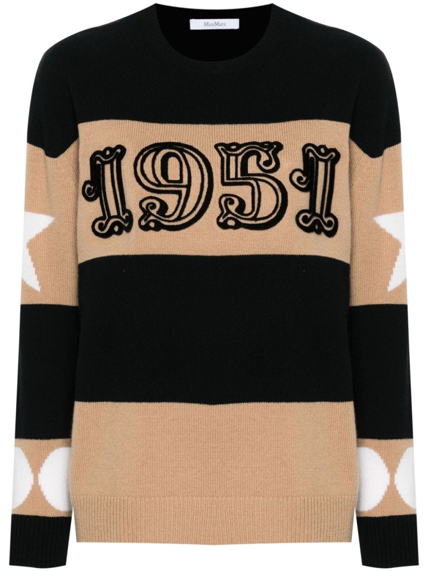Max Mara Multicolor Dirce 1951-motif Striped Jumper In Black