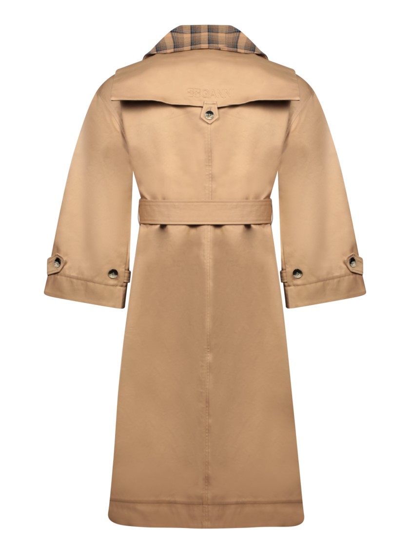 Shop Ganni Beige Trench Coats In Brown