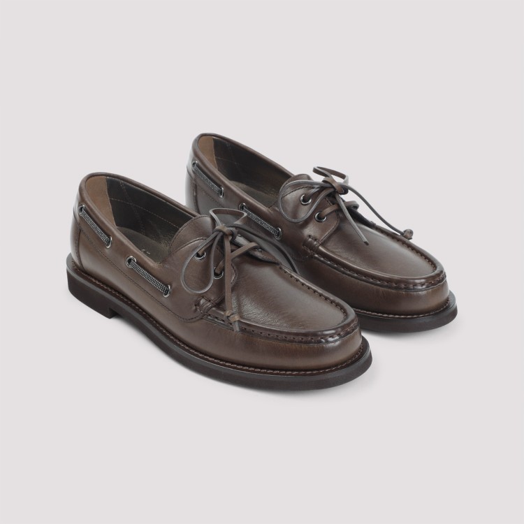 フラットシューズ Brunello Cucinelli Raven Brown Leather Loafers Brunello Cucinelli Raven Brown Leather Loafers Flat | THE LIST