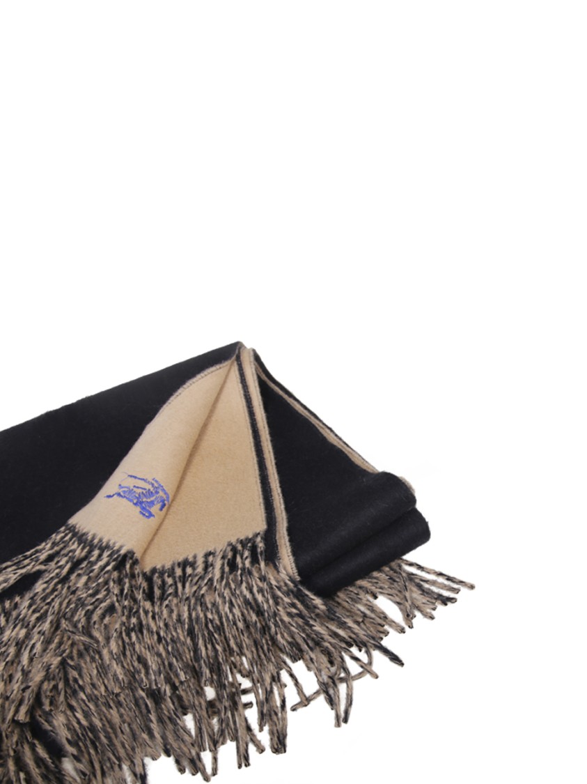 Burberry Fringe Two-tone Scarf Collection Home In Black