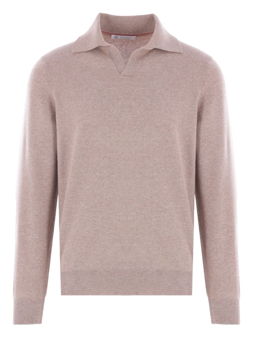 Brunello Cucinelli Relaxed Fit Pullover With Classic Collar In Pink