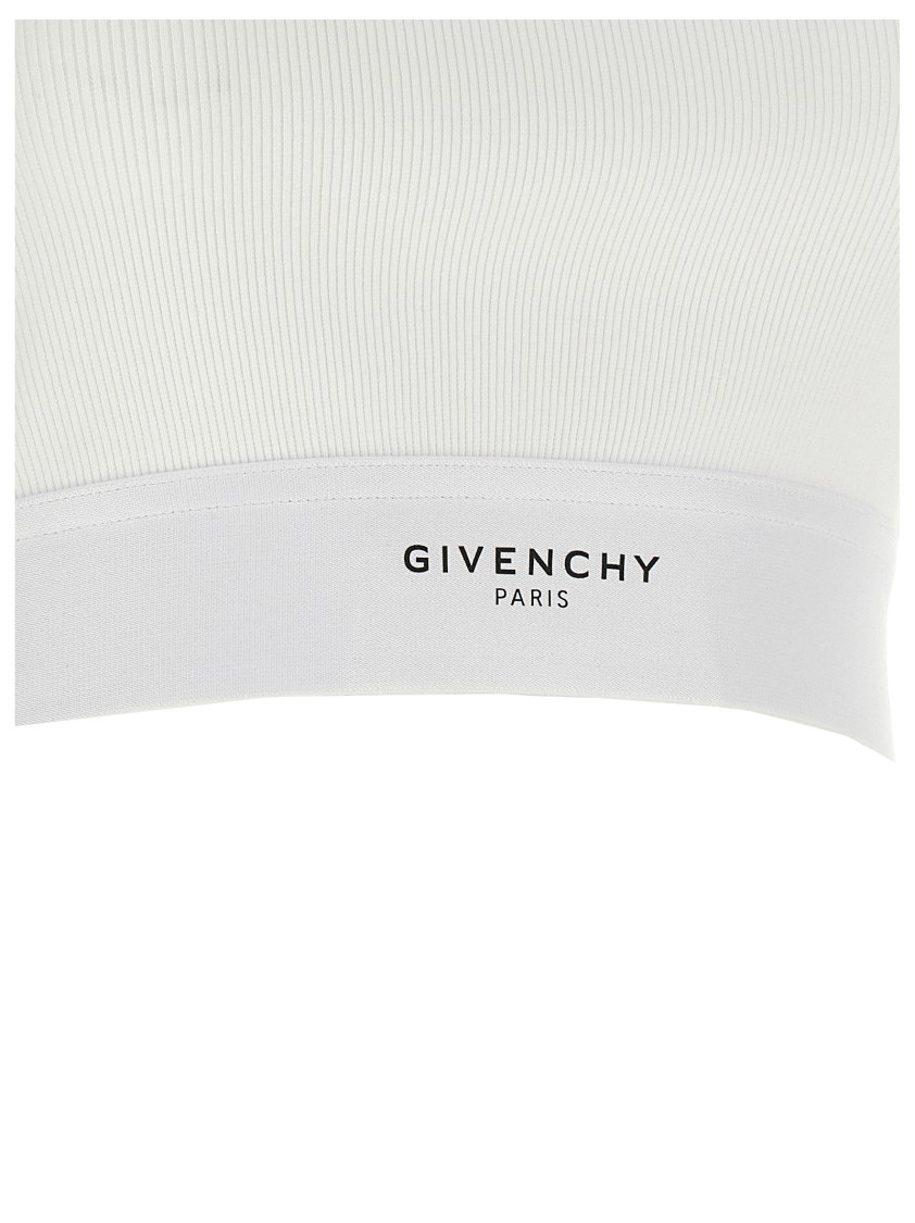 Givenchy White Ribbed Stretch Cotton Cropped Tank Top In White