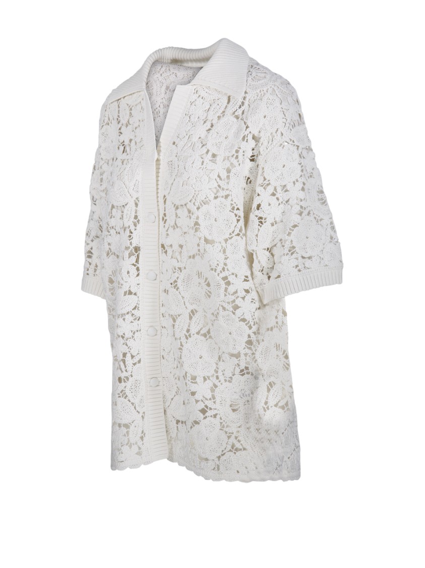 Shop P.a.r.o.s.h Parosh Delicate Lace Knit Sweater In White