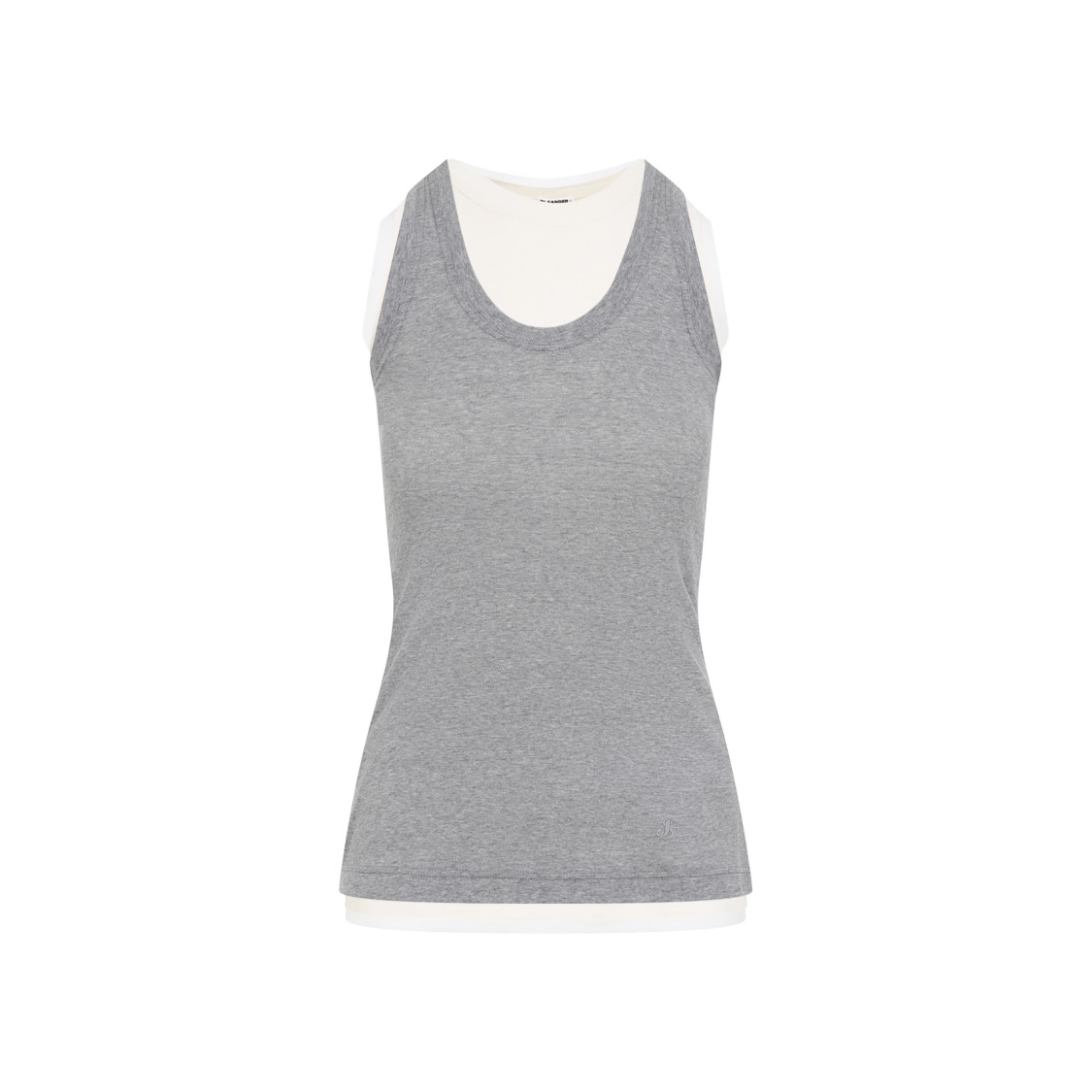 Jil Sander Fitted Sleeveless Top With Contrasting Hem Layer In Grey