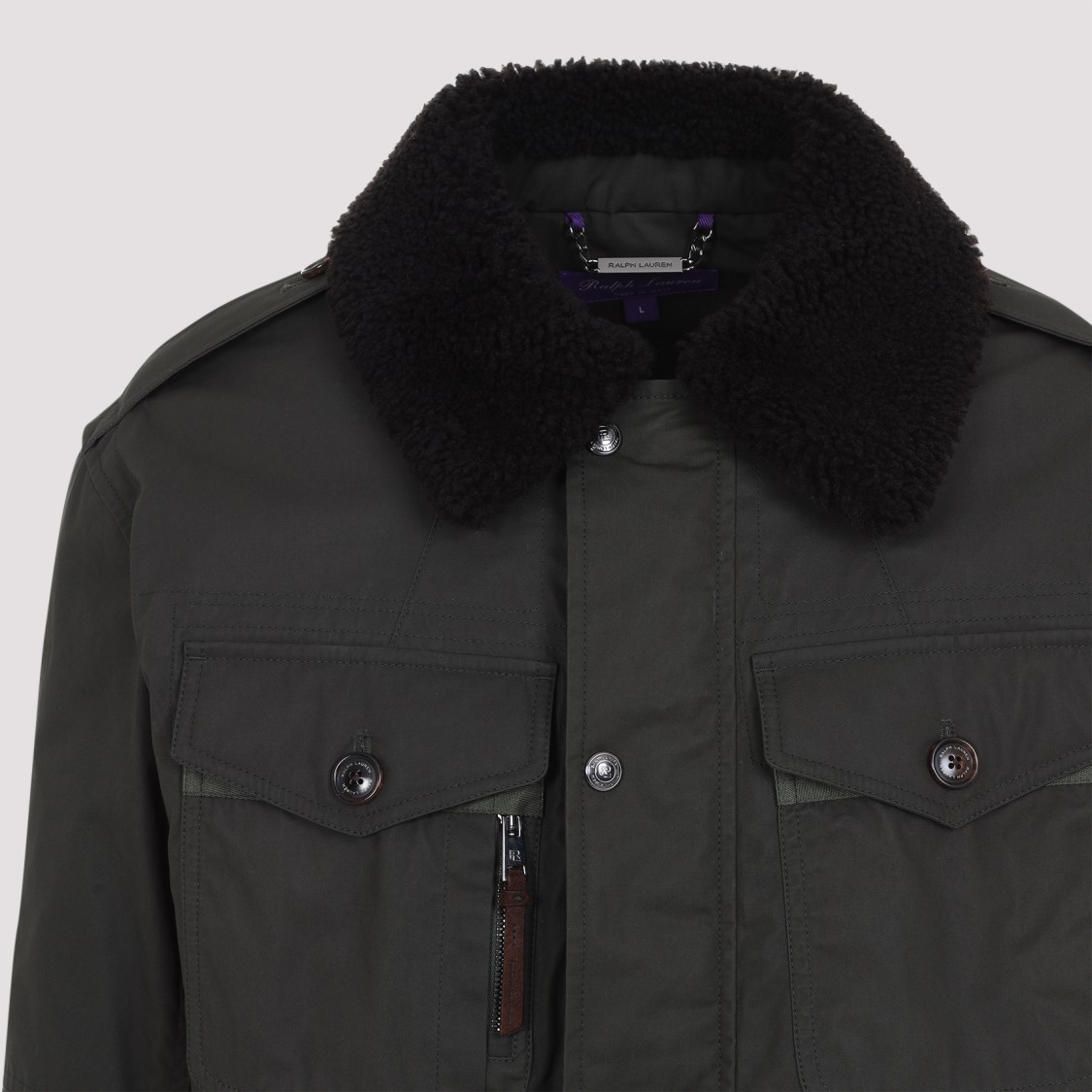 Ralph Lauren X Purple Label Military-inspired Coat With Adjustable Drawstrings In Black